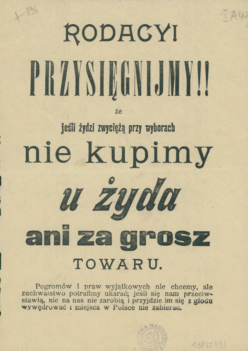 Ulotka propagandowa. 1907